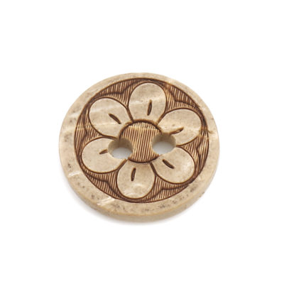 Kokosnuss Knopf Rund Natur Blume 13mm – Bild 2