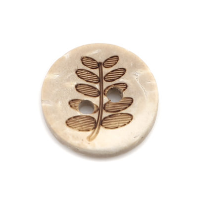 Kokosnuss Knopf Rund Natur Blätter 12mm – Bild 2
