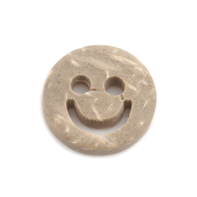 Kokosnuss Knopf Rund Natur Smiley 13mm – Bild 2