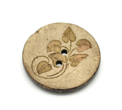 Kokosnuss Knopf Rund Braun Blätter 28mm – Bild 2