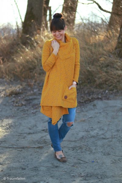 Jacquard Jersey Cozy by Lycklig Design Geometrie auf Senfgelb – Bild 5