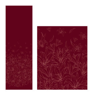 Eigenproduktion *Lilly* Bordüre Lilien auf Bordeauxrot
