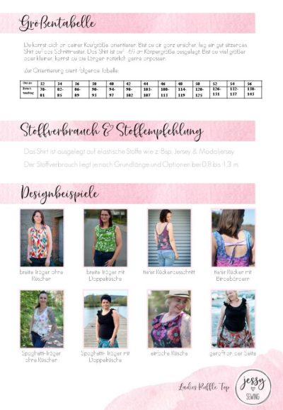 Schnittmuster Ladies Ruffle Top von Jessy Sewing