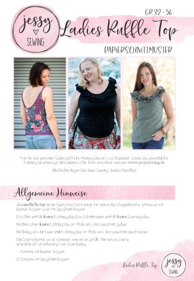 Schnittmuster Ladies Ruffle Top von Jessy Sewing