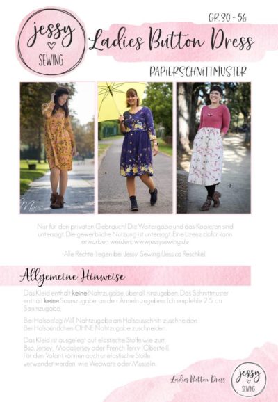 Schnittmuster Ladies Button Dress von Jessy Sewing