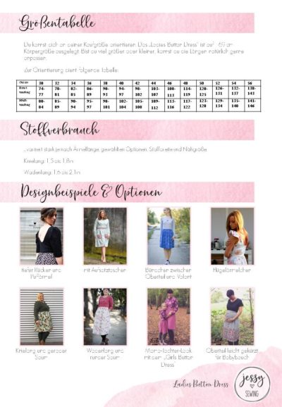 Schnittmuster Ladies Button Dress von Jessy Sewing