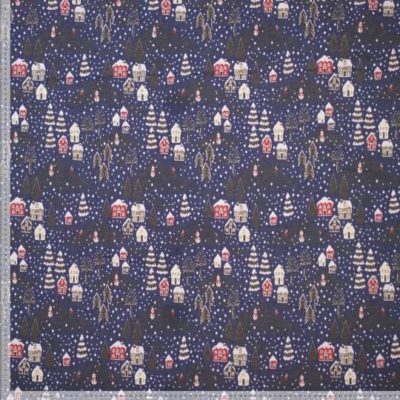 Strickstoff Winter Haus Dunkelblau recycelte Materialien – Bild 3