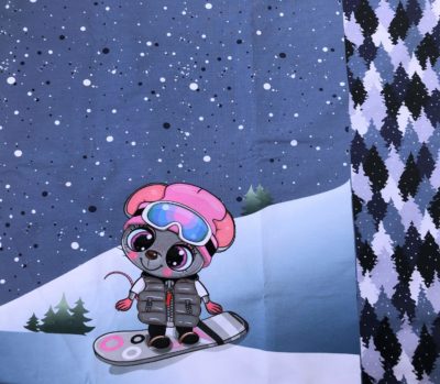 Panel Maus Einhorn Reh im Schnee auf French Terry Blau – Bild 2
