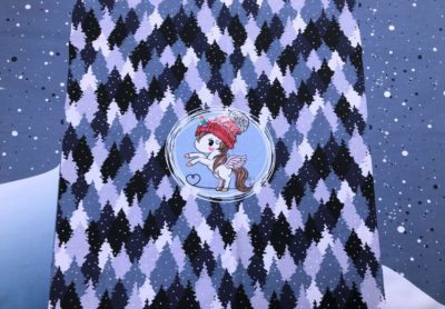 Panel Maus Einhorn Reh im Schnee auf French Terry Blau – Bild 3