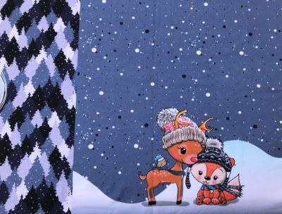 Panel Maus Einhorn Reh im Schnee auf French Terry Blau – Bild 4