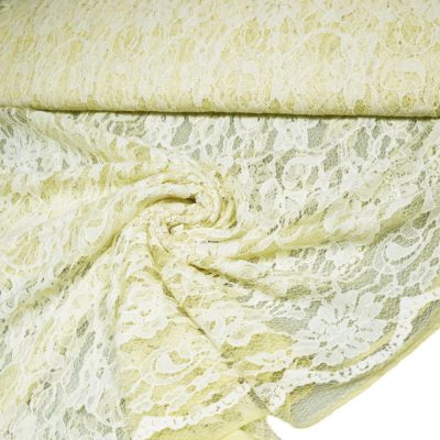 Spitzenstoff mit Blumen-Motiv & Bogenkante - creme – Bild 2