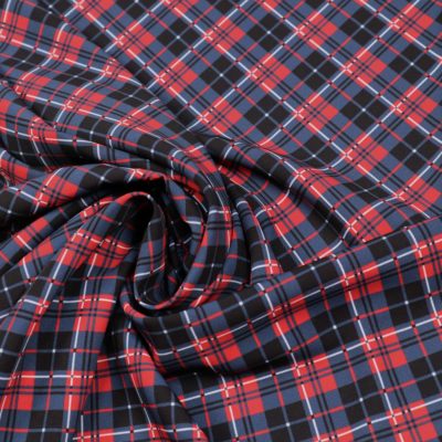 Polyestergewebe Karo Blau-Rot kariert Rockstoff Kleiderstoff polyester stoff