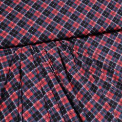 Polyestergewebe Karo Blau-Rot kariert Rockstoff Kleiderstoff polyester stoff