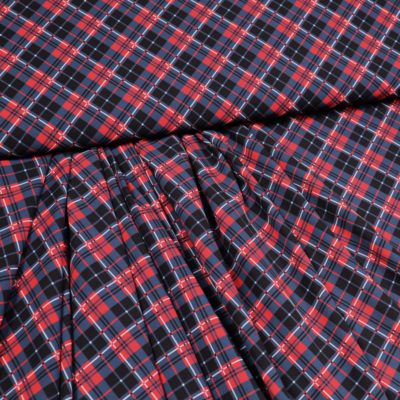 Polyestergewebe Karo Blau-Rot kariert Rockstoff Kleiderstoff polyester stoff