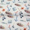 Musselin Meeresbrise. Ruderboot Seestern Meer Fisch Krabbe