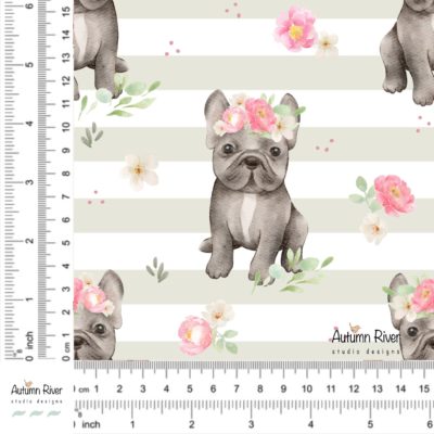 French Terry "Bulldogge mit Streifen"