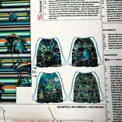 Taschenpanel Außerirdische Kinderrucksack zum ausschneiden und nähen aus Canvabaumwolle