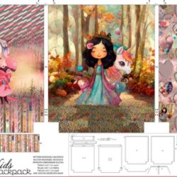Taschenpanel Einhornliebe Kinderrucksack zum ausschneiden und nähen aus Canvabaumwolle