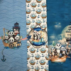 Stoffpanel Panda auf See