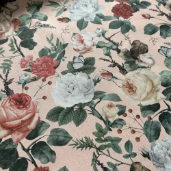 Canvas Baumwolle Rosenblüten auf Rosa