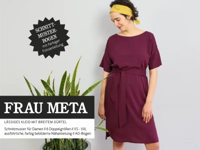 Schnittmuster FRAU META lässiges Kleid mit breitem Gürtel