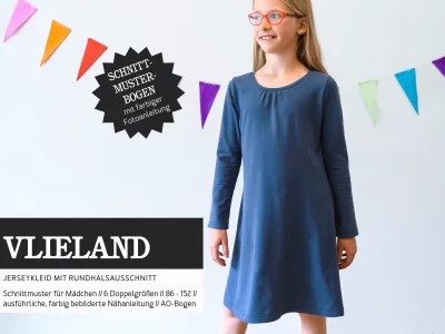 Schnittmuster VLIELAND Jerseykleid mit Rundhalsausschnitt