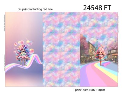 Stoffpanel Manga Rainbow Girl