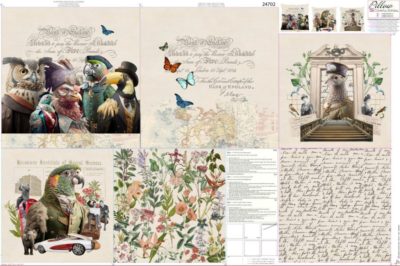 Canva Kissen Panel Baumwolle "Bird Meeting"