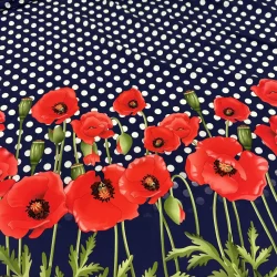 Panel Jersey Mohn Punkte auf Blau