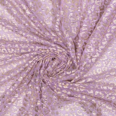 Leo Mesh Flieder-Gold | Elastischer Netzstoff mit Glitzer-Effekt