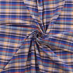 Kariertes Mischgewebe Blau-Gelb-Rot | Baumwolle-Polyester | klassisch & robust