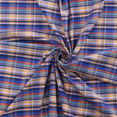 Kariertes Mischgewebe Blau-Gelb-Rot | Baumwolle-Polyester | klassisch & robust