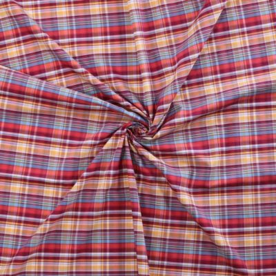 Kariertes Mischgewebe Rot-Gelb-Blau | Baumwolle-Polyester | pflegeleicht & klassisch
