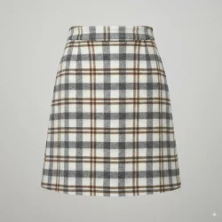 Kariertes Wollmischgewebe – Grau/Braun – Wolle & Polyester