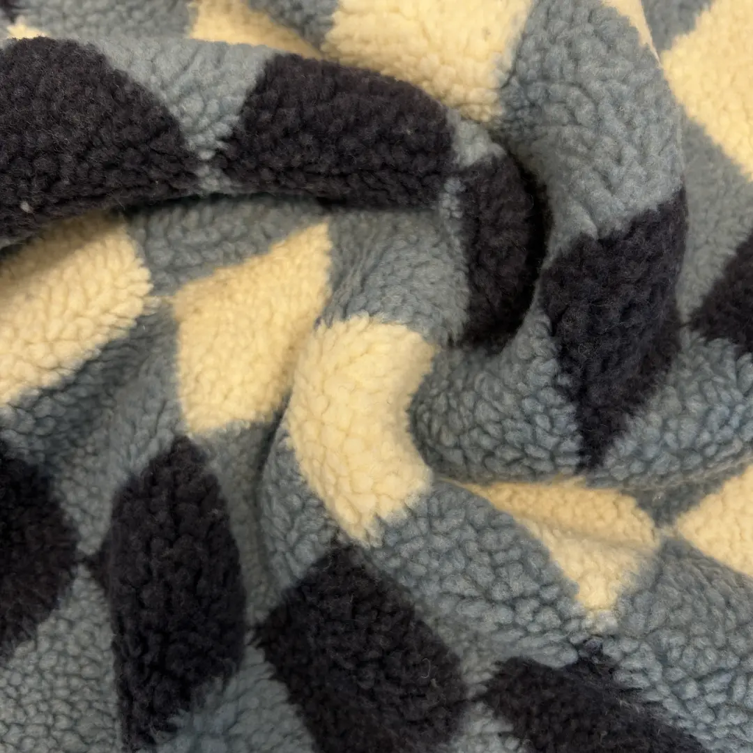 Teddyfleece Kariert – Blau/Creme – Kuschelig & Warm