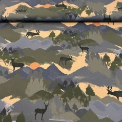 Viskosestoff – Berge & Hirsche – Naturdesign