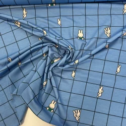 Miffy Jersey – Blau – Lizenzstoff mit süßem Hasen-Print