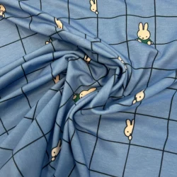 Miffy Jersey – Blau – Lizenzstoff mit süßem Hasen-Print