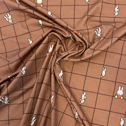 Miffy Jersey – braun – Lizenzstoff mit süßem Hasen-Print