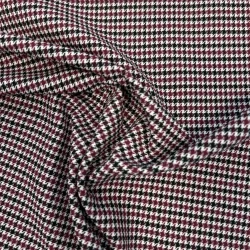 Pied-de-Poule / Hahnentritt Stretchstoff – Rot/Schwarz/Weiß – Dehnbar im Fadenlauf