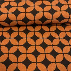 Jacquard Stoff mit Retro-Kreismuster – Orange/Braun – Weich & Formstabil