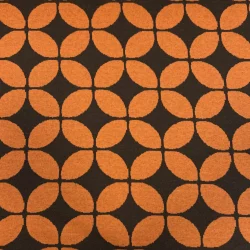 Jacquard Stoff mit Retro-Kreismuster – Orange/Braun – Weich & Formstabil