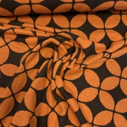 Jacquard Stoff mit Retro-Kreismuster – Orange/Braun – Weich & Formstabil