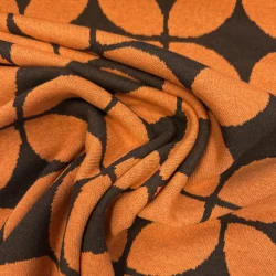 Jacquard Stoff mit Retro-Kreismuster – Orange/Braun – Weich & Formstabil