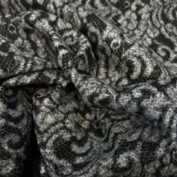 Ornament Wollmischstoff – Grau/Schwarz – Für Mäntel & Jacken