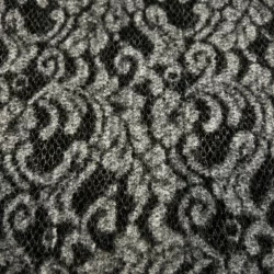 Ornament Wollmischstoff – Grau/Schwarz – Für Mäntel & Jacken