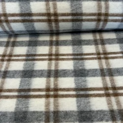 Kariertes Wollmischgewebe – Grau/Braun – Wolle & Polyester