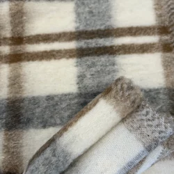 Kariertes Wollmischgewebe – Grau/Braun – Wolle & Polyester