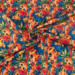 French Terry angeraut – Fröhliche Giraffen im Farbenwald