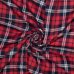 Karo-Webstoff in Rot-Marine – weicher Baumwoll-Viskose-Mix für Hemden & Kleider